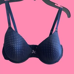 Gilligan & O'Malley/Polka Dot Blue Push Up Underwire Bra 38D